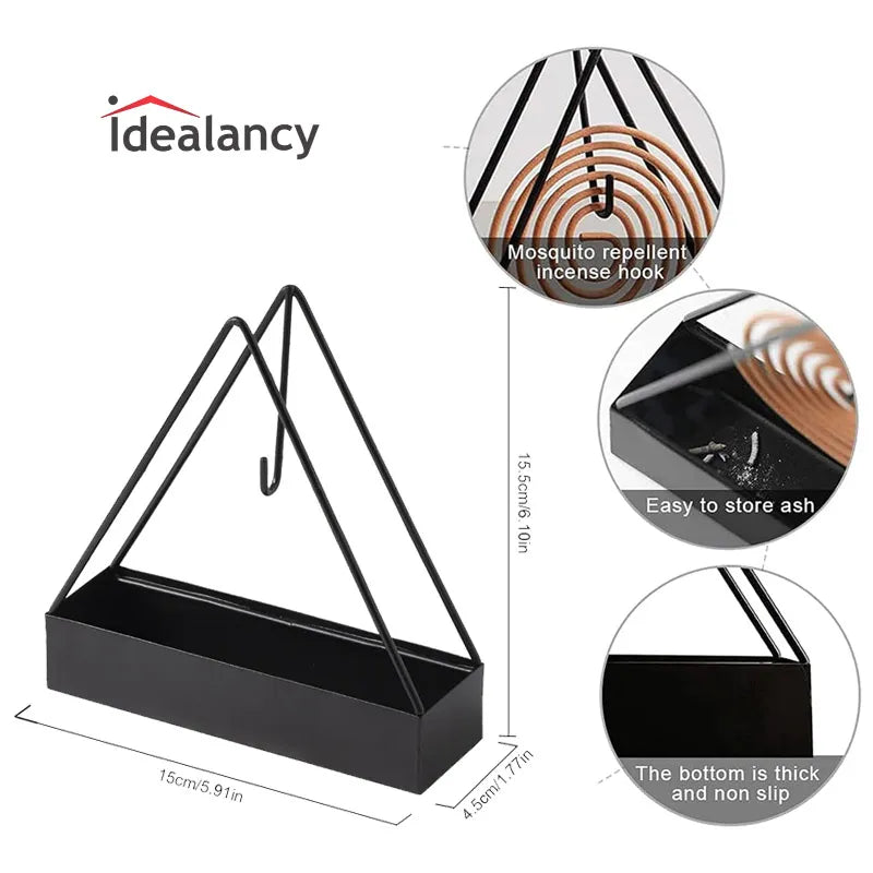 Pack of 03 - New Mosquito Coil Stand Triangle Metal stand Rack Hook for Room Décor Spiral style insects repellent holder