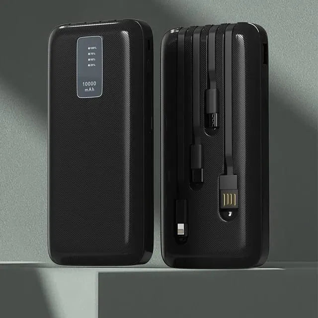 J CELL 10000 MAH Super Fast Power Bank 1000 MAH - With 4 Cable Type B Type C 4 in 1 Fast Charging